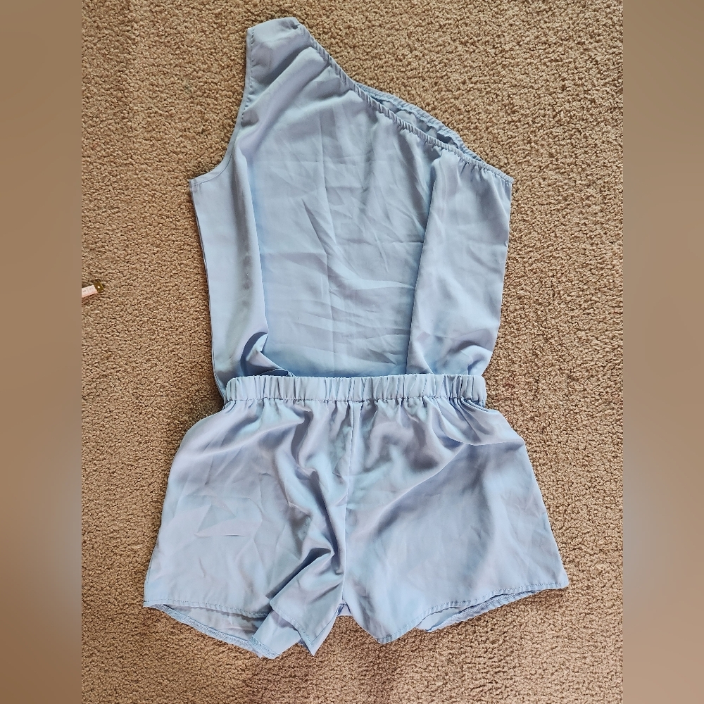 Light Blue One-Shoulder Romper